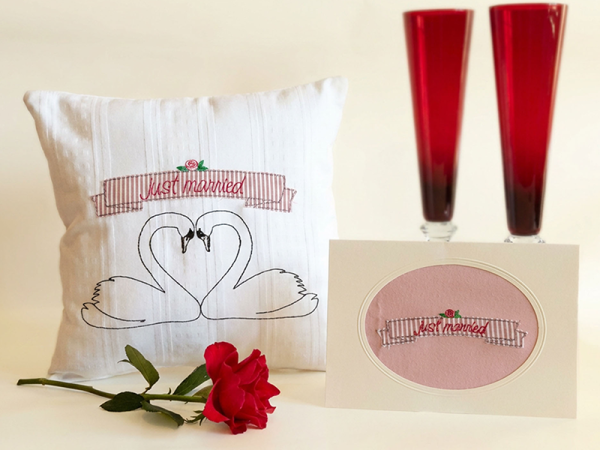 Hochzeitsschwäne - doodle Stickdatei